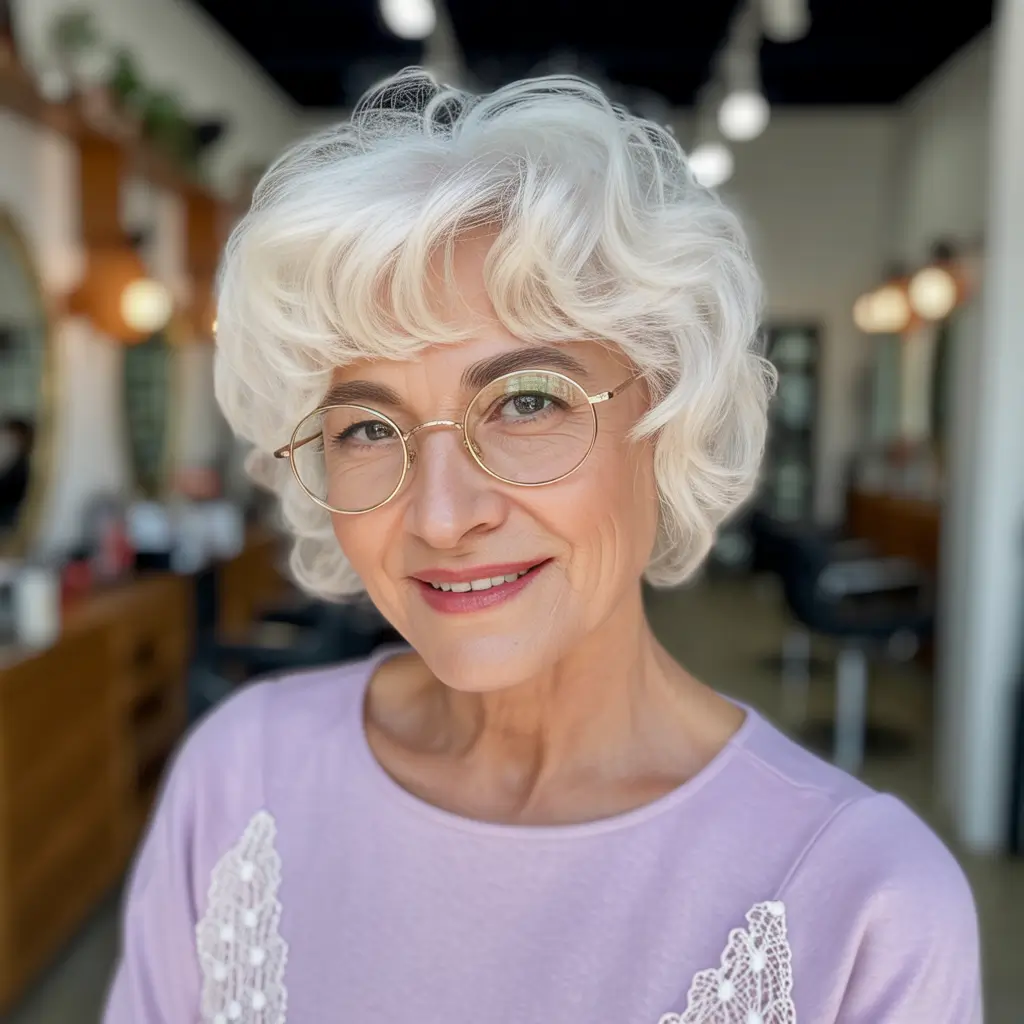 winter haircuts for women over 60 Curly Layers with Gentle Bangs