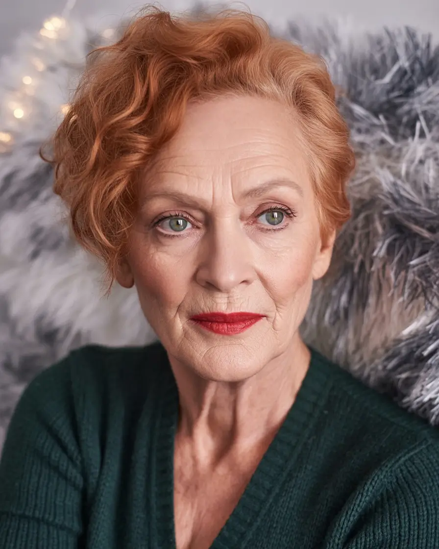 winter haircuts for women over 60 Short Red Pixie with Texture