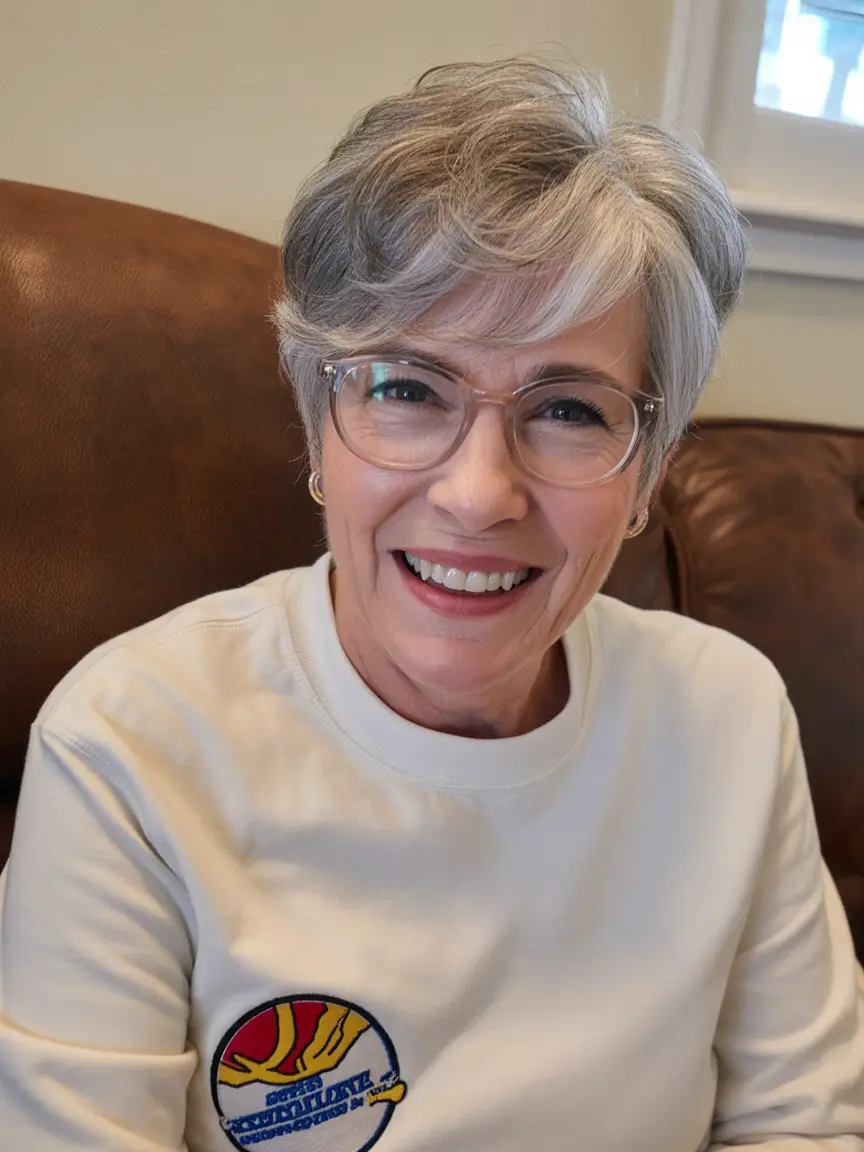 winter haircuts for women over 60 Chic Salt-and-Pepper Pixie Bob