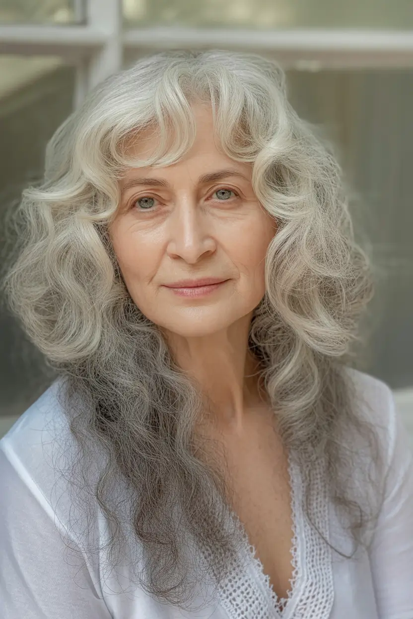 winter haircuts for women over 60 Romantic Long Shag with Waves