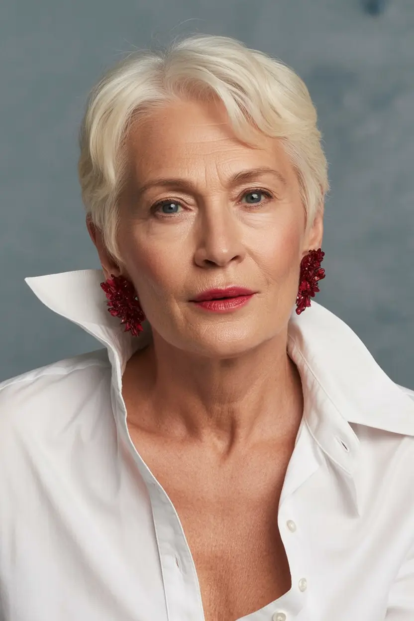 winter haircuts for women over 60 Polished Short Bob with Side Sweep