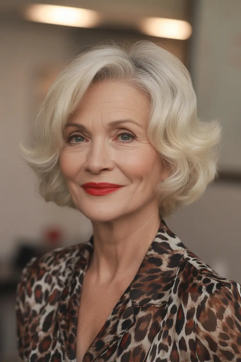 winter haircuts for women over 60 Softly Curled Silver Bob