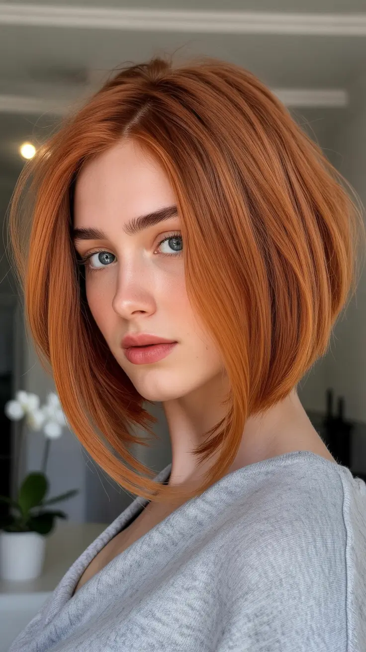 winter haircuts Copper Angled Bob