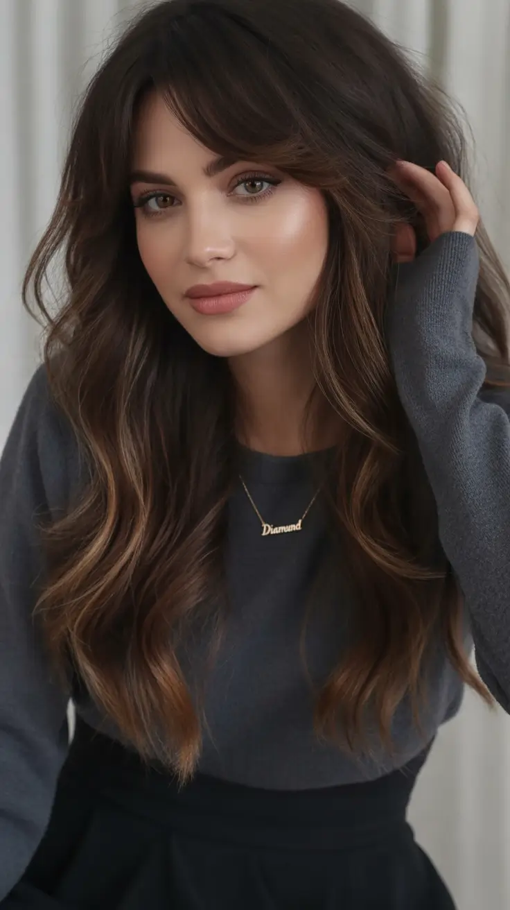 winter haircuts Long Layers with Curtain Fringe