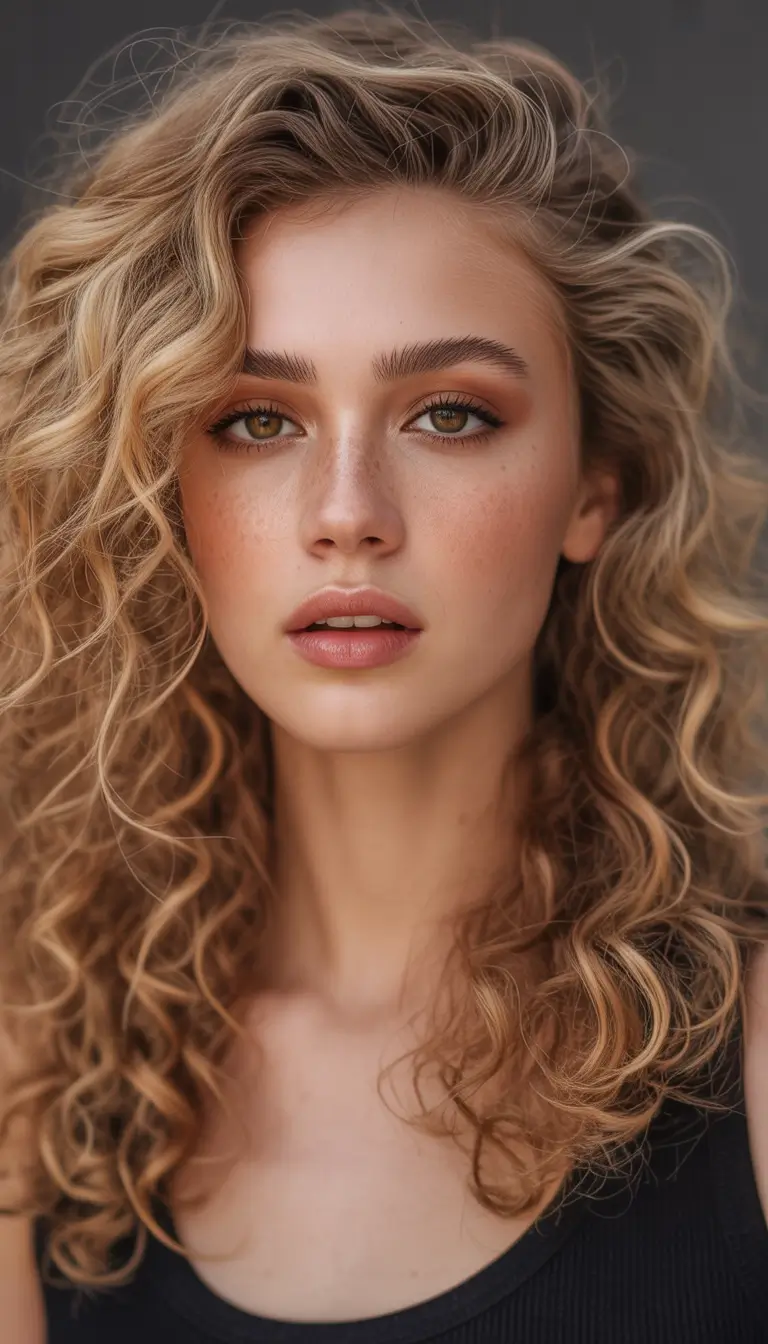 winter haircuts Golden Curly Layers