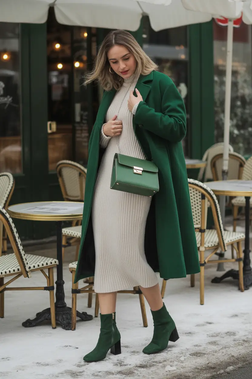 winter office outfits Knit Dress in Winter Green