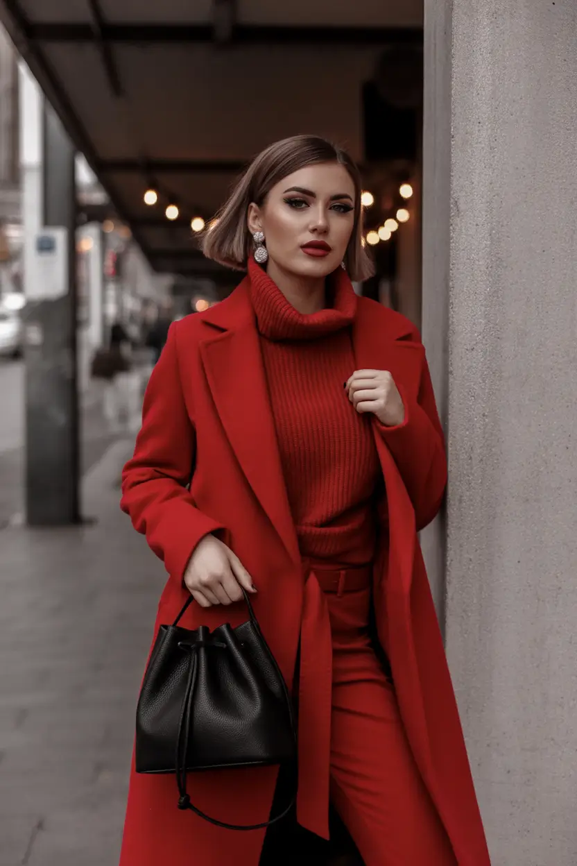 winter office outfits Fiery Red Statement
