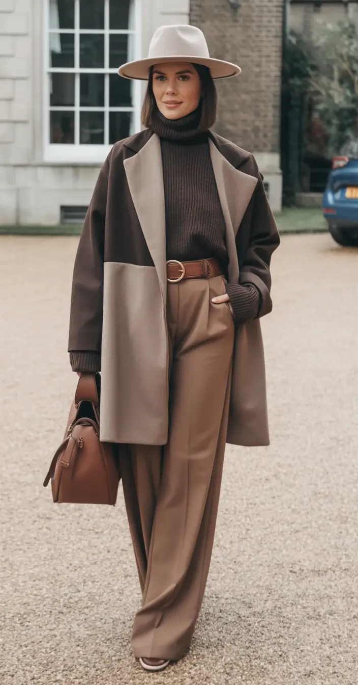 winter office outfits Earth-Toned Elegance