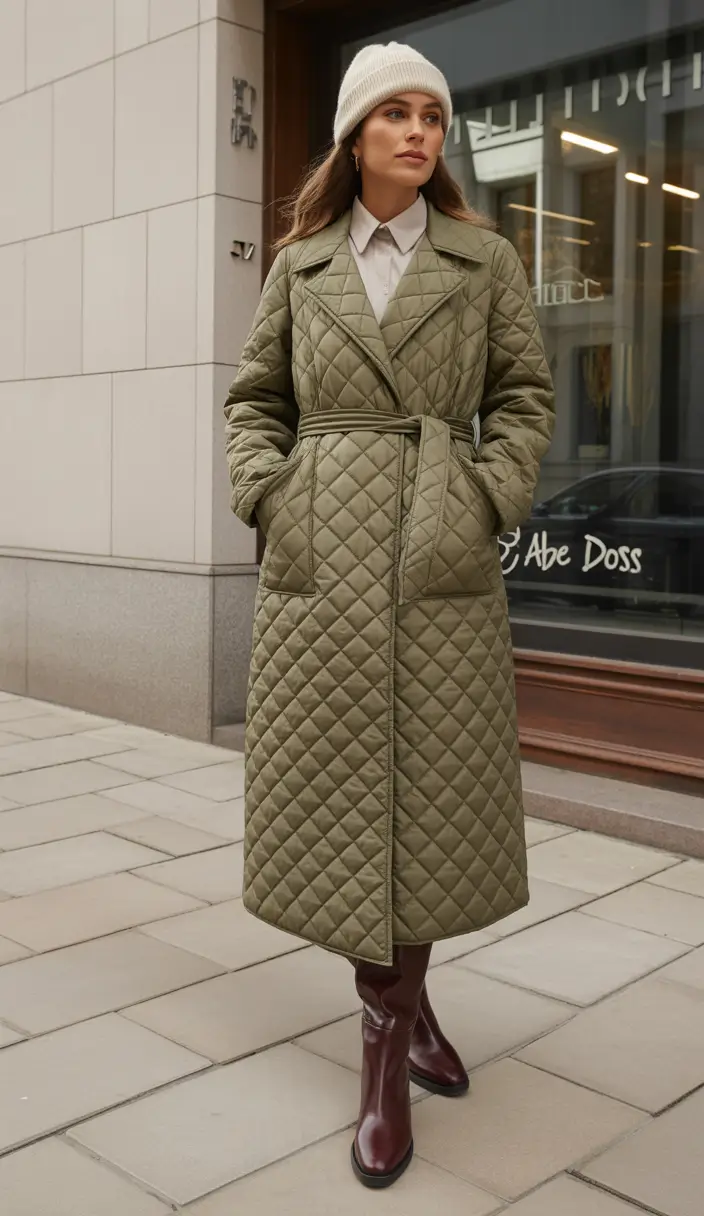 winter outfit inspo Quilted Comfort With City Edge