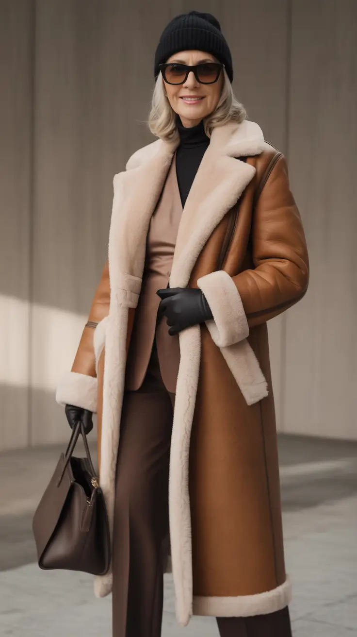 winter outfit inspo Shearling Sophistication