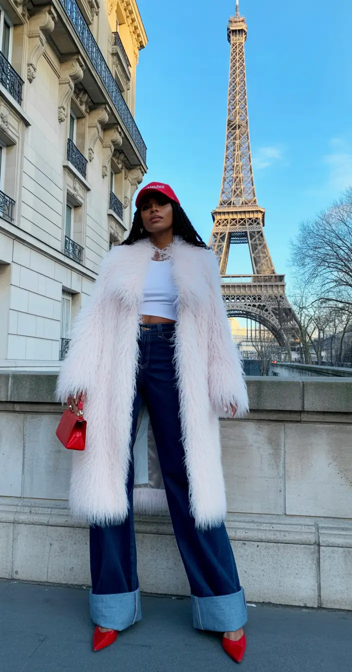 winter outfit inspo Parisian Glamour With a Pop