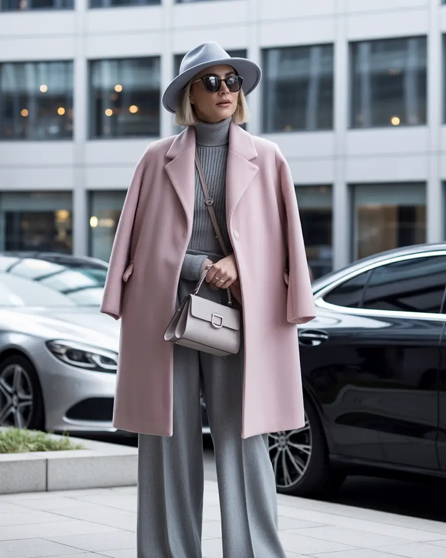winter outfits aesthetic Powder Pink Elegance