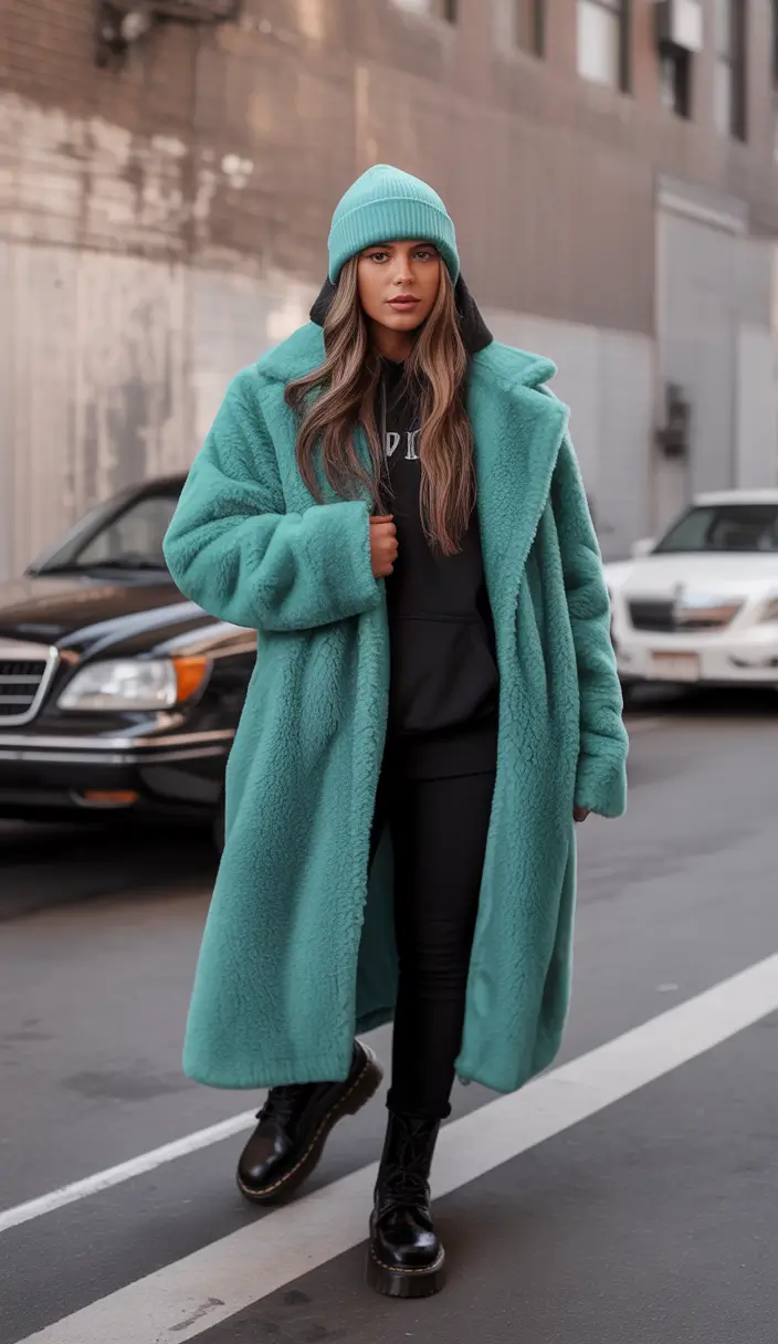 winter outfits aesthetic Teal Streetwear Mood