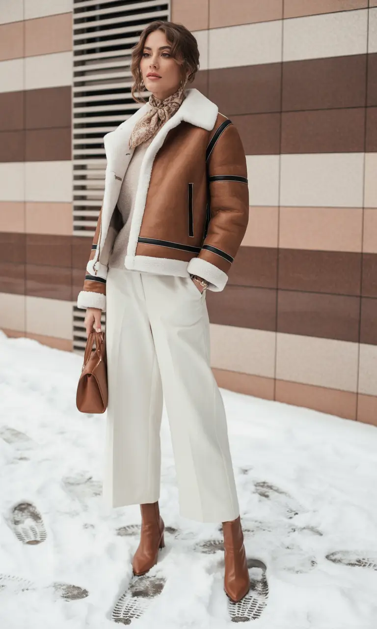 winter outfits aesthetic Shearling with a Polished Twist