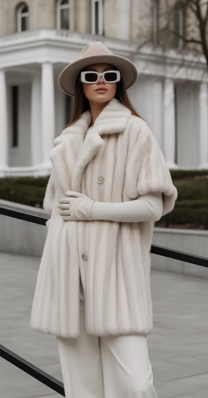 winter outfits aesthetic White Fur Statement