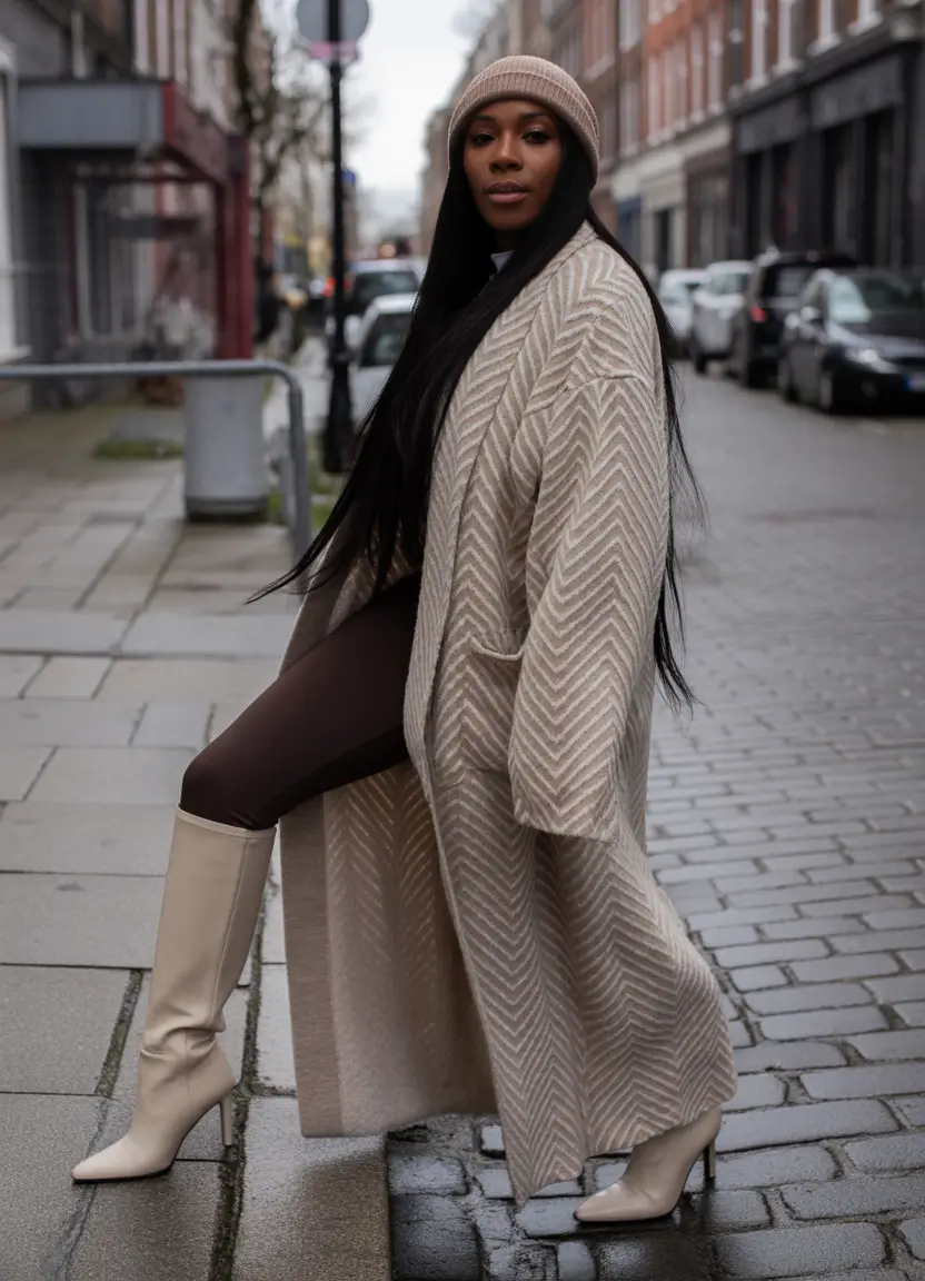 winter outfits blackgirl Beige City Elegance