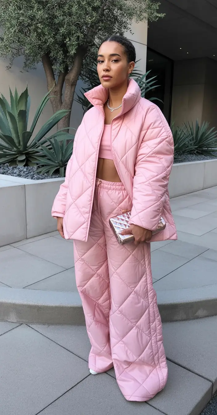 winter outfits blackgirl Bubblegum Quilted Set