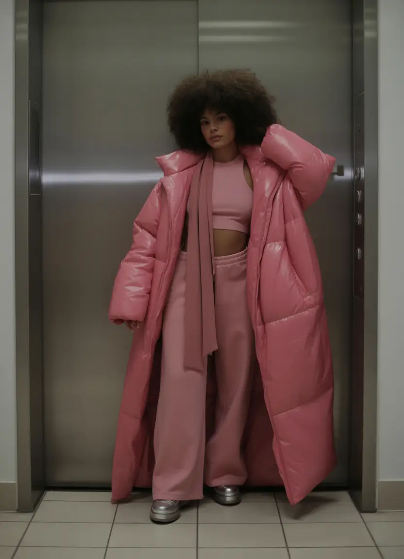 winter outfits blackgirl Oversized Pink Statement