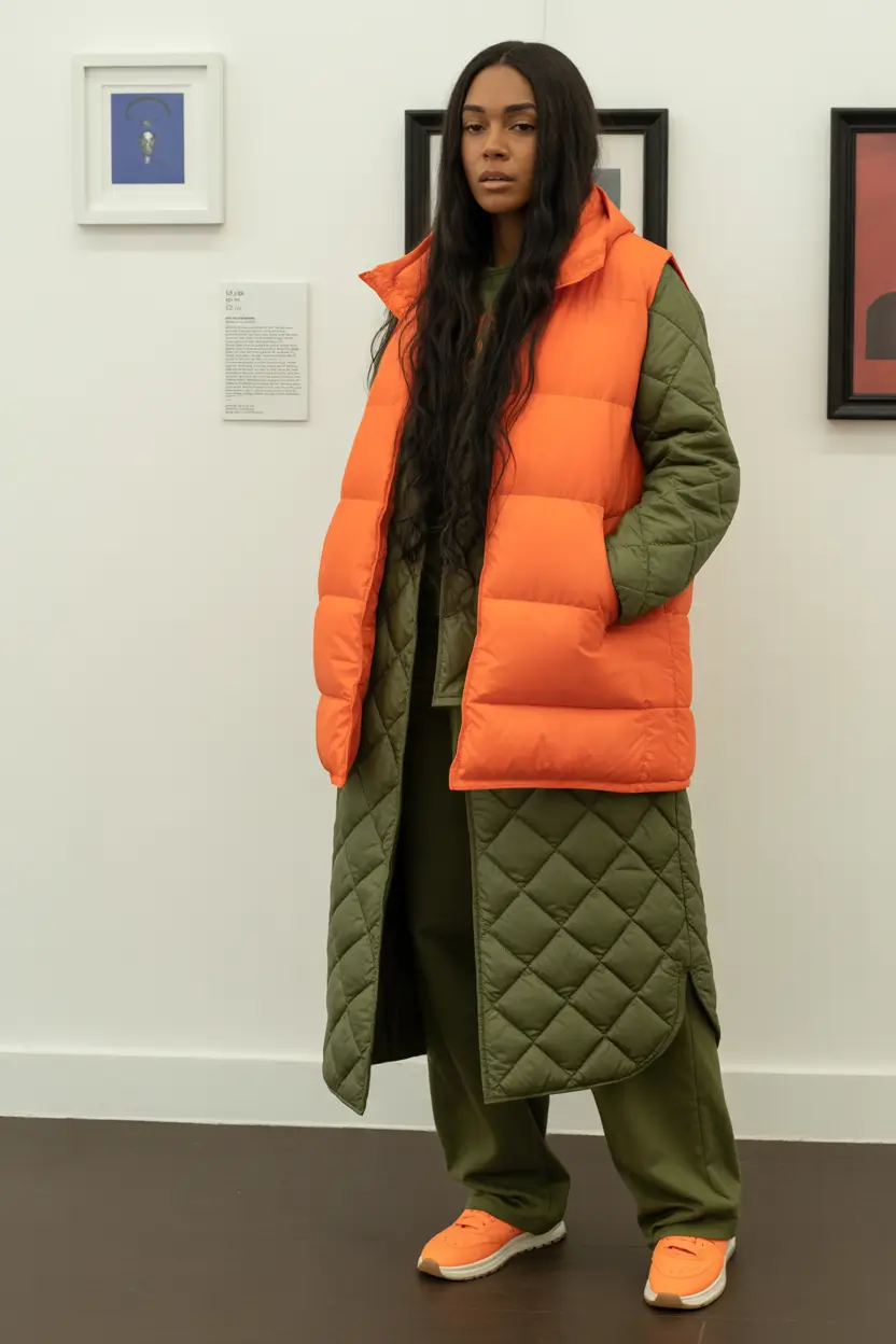 winter outfits blackgirl Orange & Olive Contrast