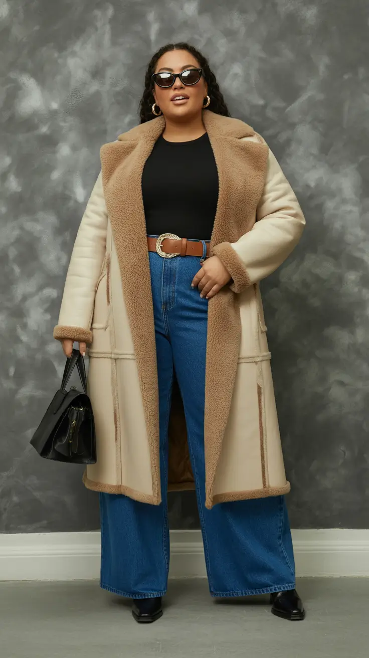 winter outfits blackgirl Denim & Shearling Classic