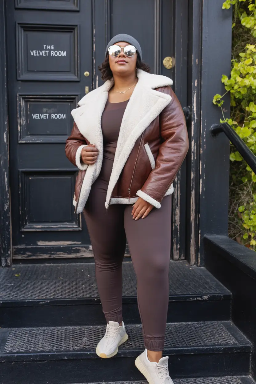 winter outfits blackgirl Sporty Shearling Layers
