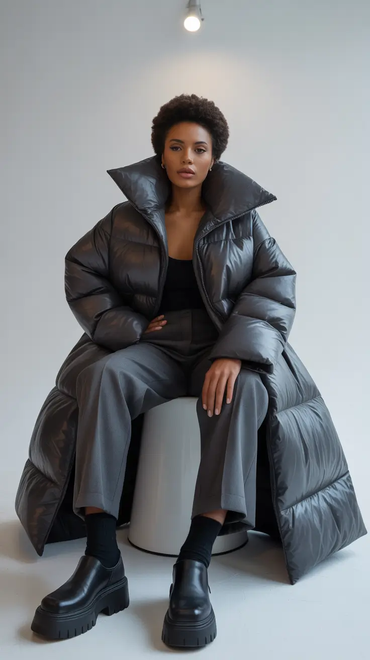 winter outfits blackgirl Grey Puffer Chic