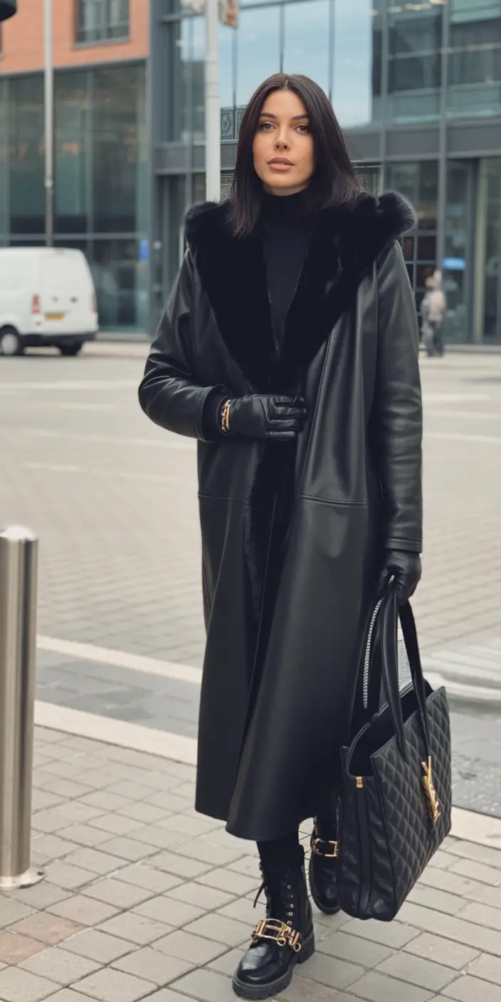 winter outfits over 40 All-Black Power Coat