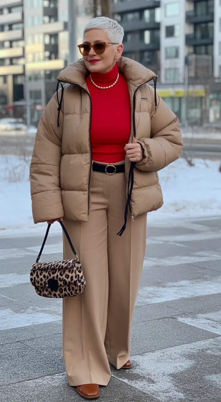 winter outfits over 40 Red and Camel Sophistication