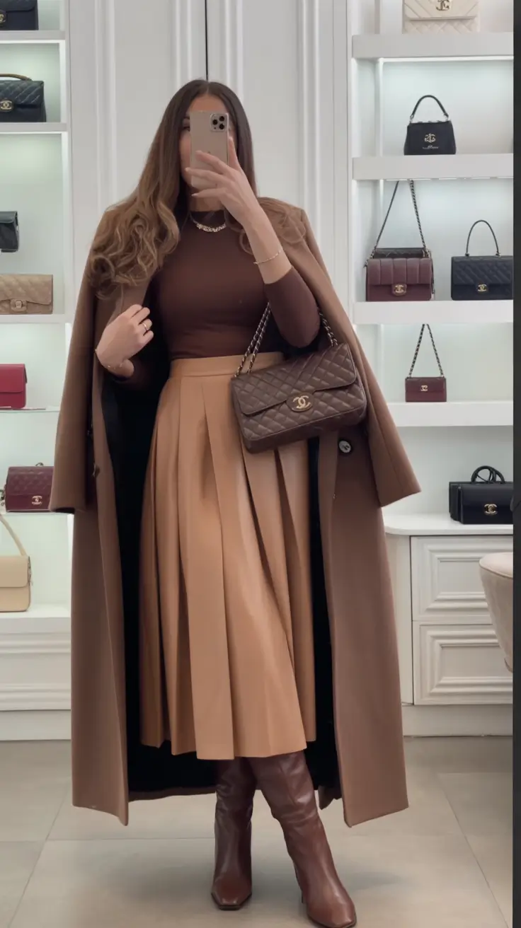 winter outfits over 40 Monochrome Camel Perfection