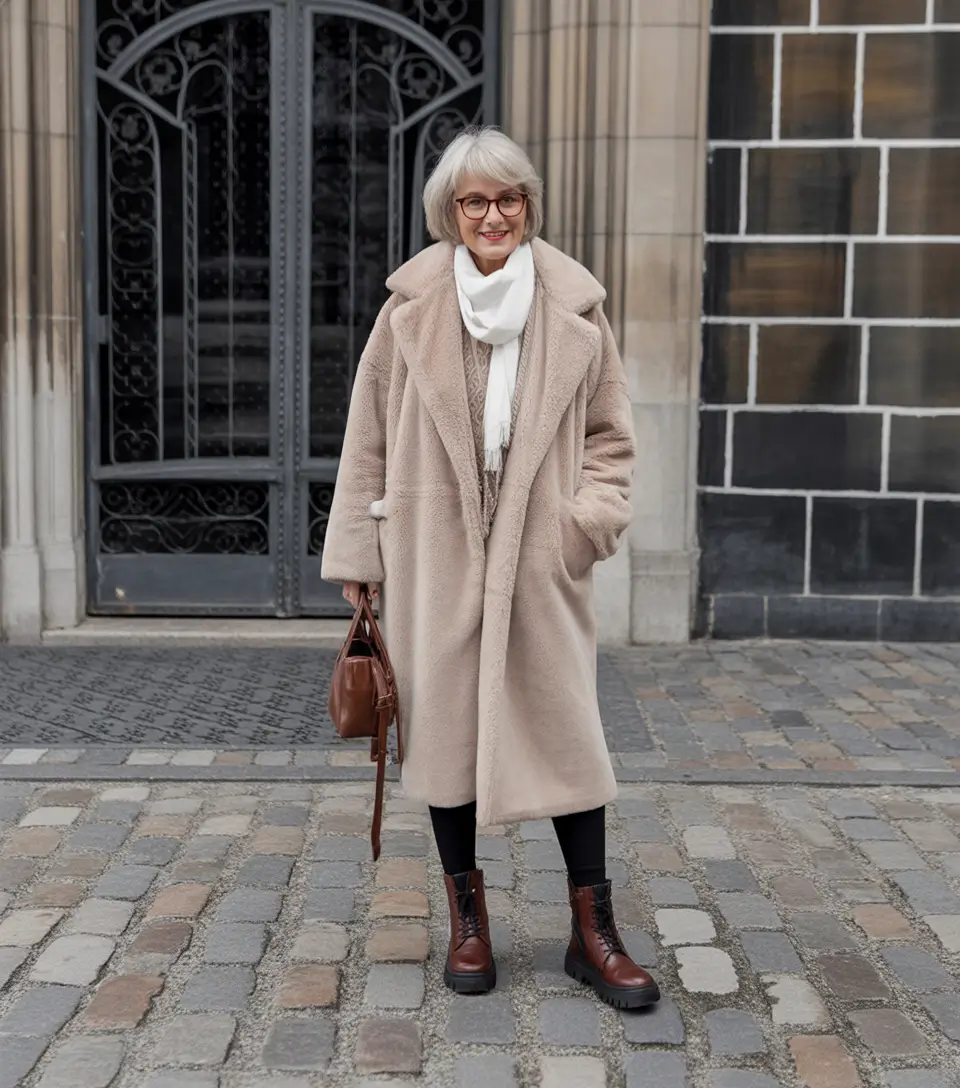 winter outfits over 50 Laid-Back Comfort with Warm Shearling