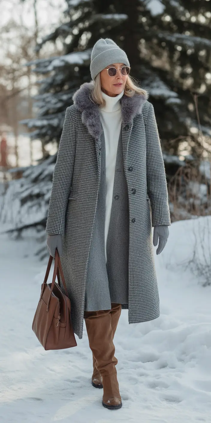 winter outfits over 50 Layered Elegance in Winter Grays