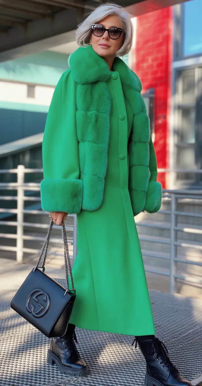 winter outfits over 50 Vibrant Green Statement Coat
