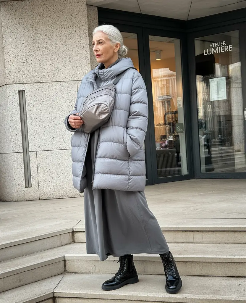 winter outfits over 60 Monochrome Grey with Utility Edge