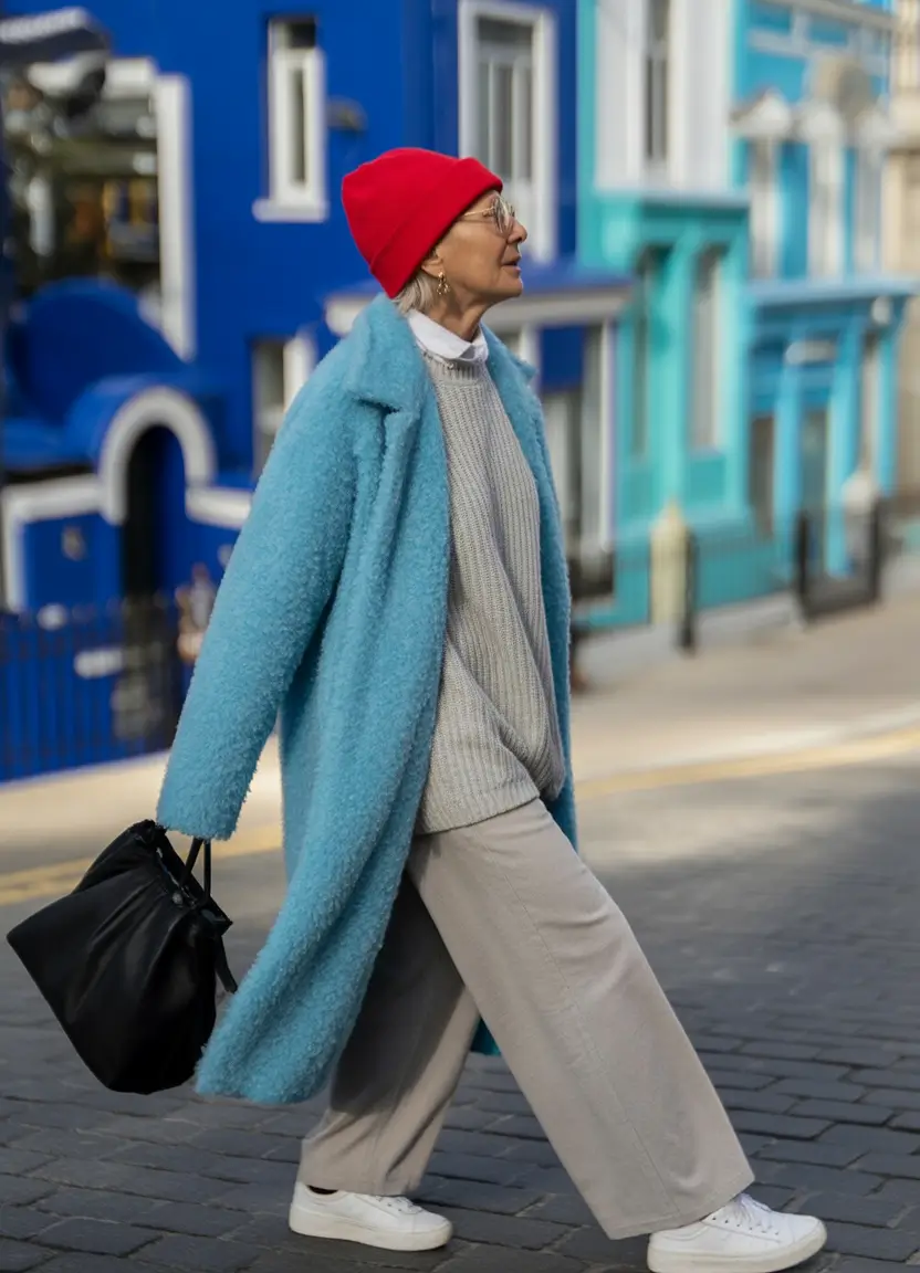 winter outfits over 60 Bright Blue and Red Playfulness