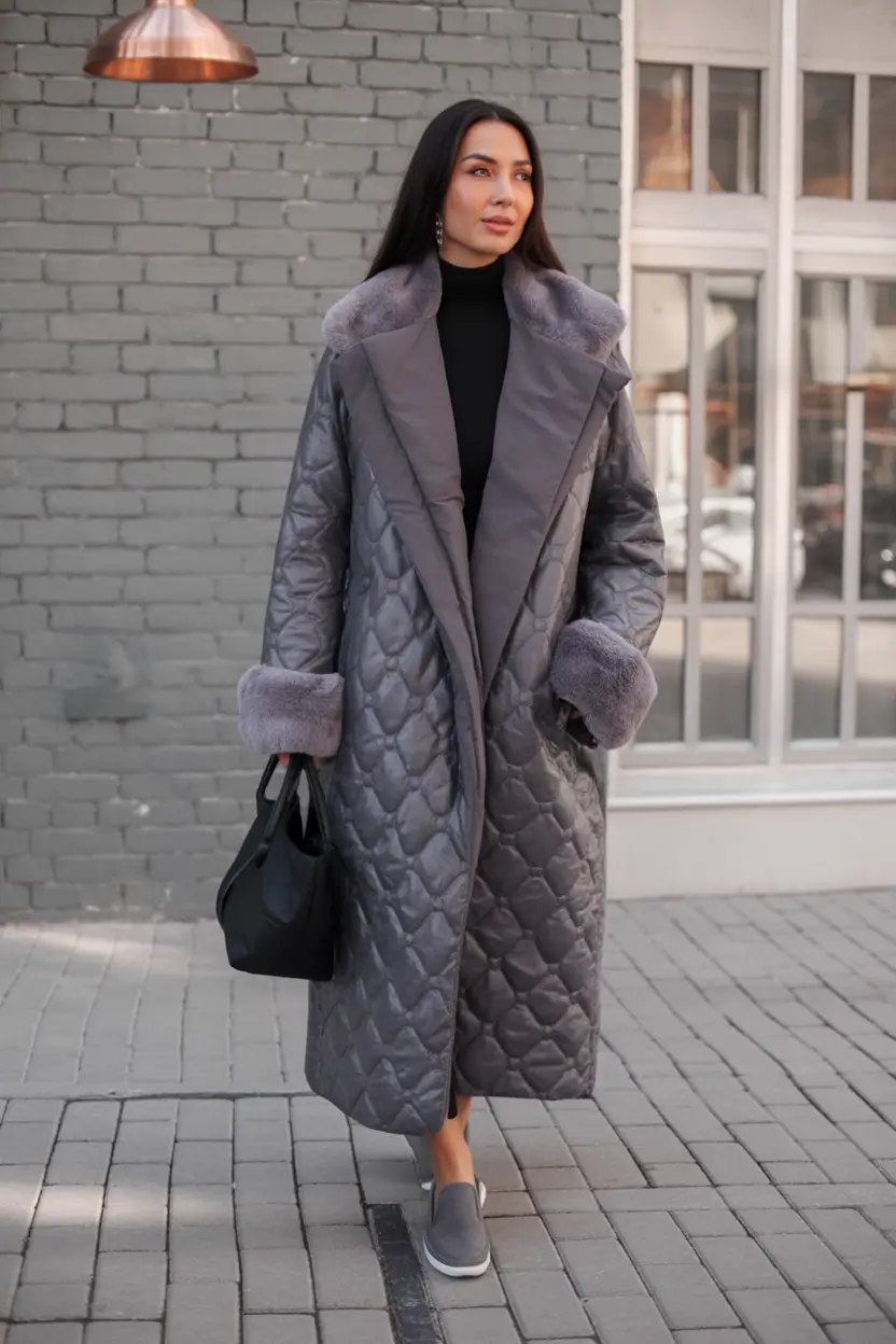 winter outfits Quilted Gray Minimalism