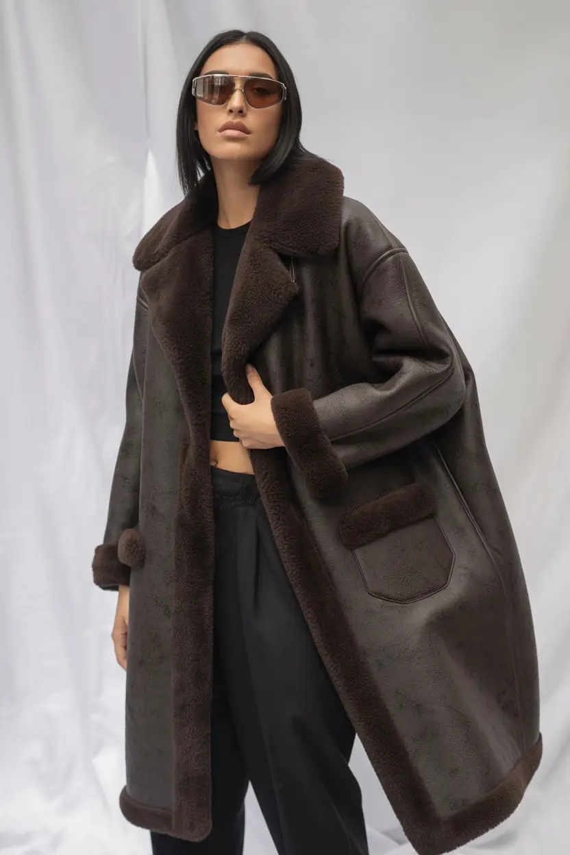 winter outfits Dark Chocolate Shearling Power