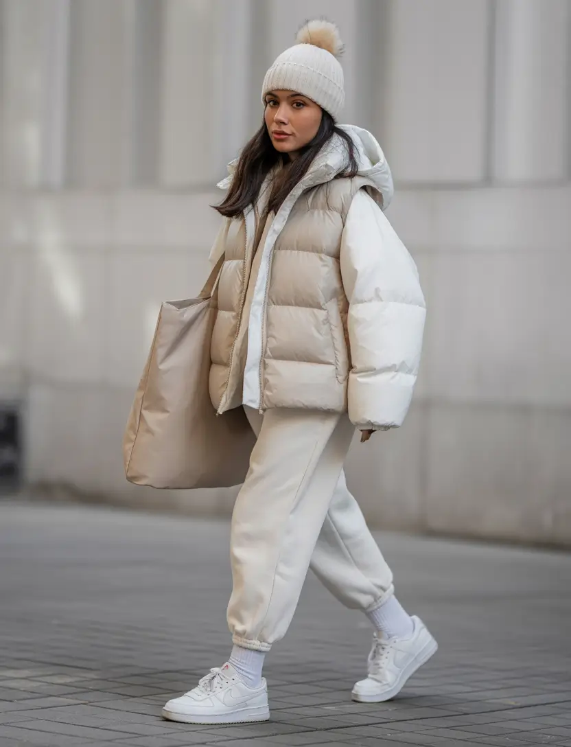 Sporty Comfort in Cream Tones outfit inspiration