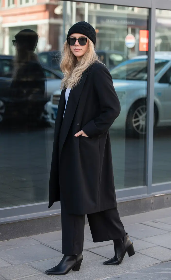 winter outfits inspiration All-Black Minimalist Cool
