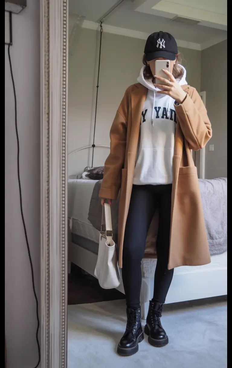 winter outfits inspiration Sporty Camel with Casual Ease