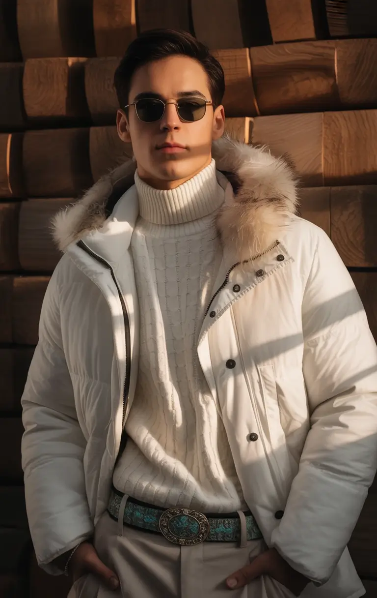 winter outfits men Winter Whites with Retro Flair