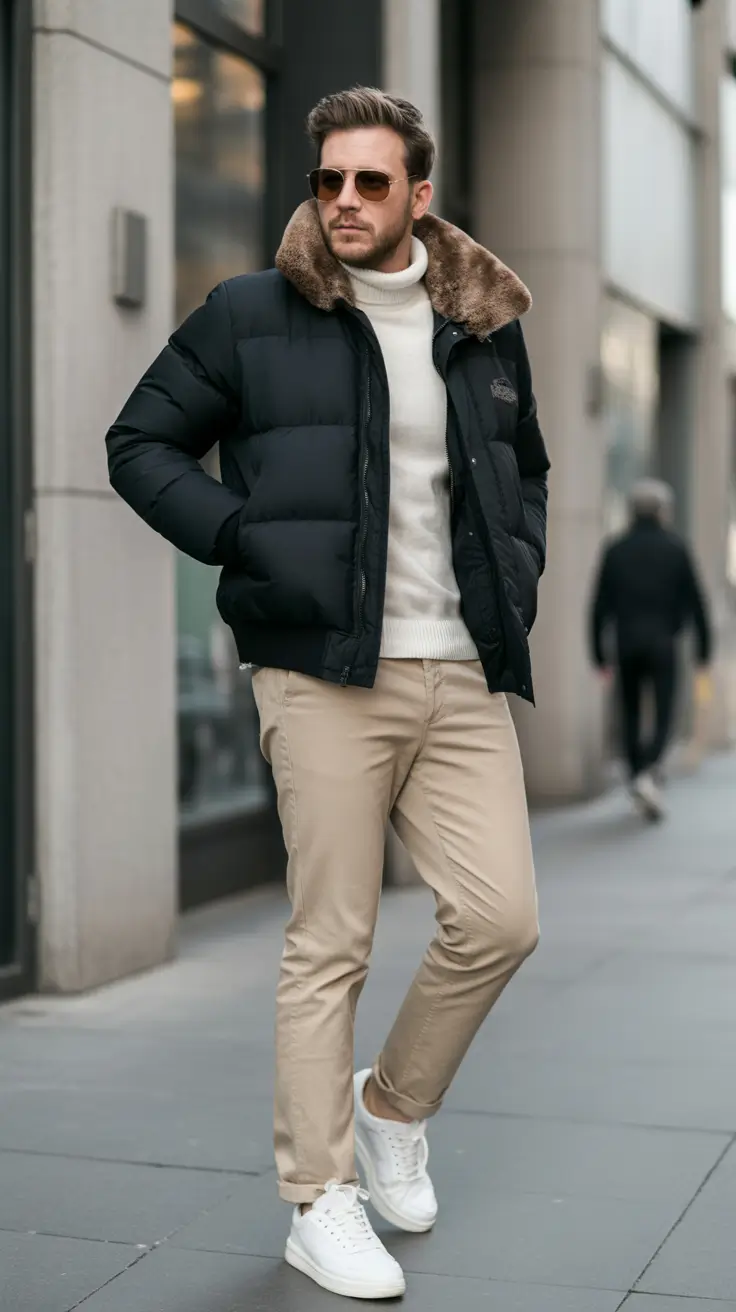 winter outfits men City-Ready Neutral Puffer