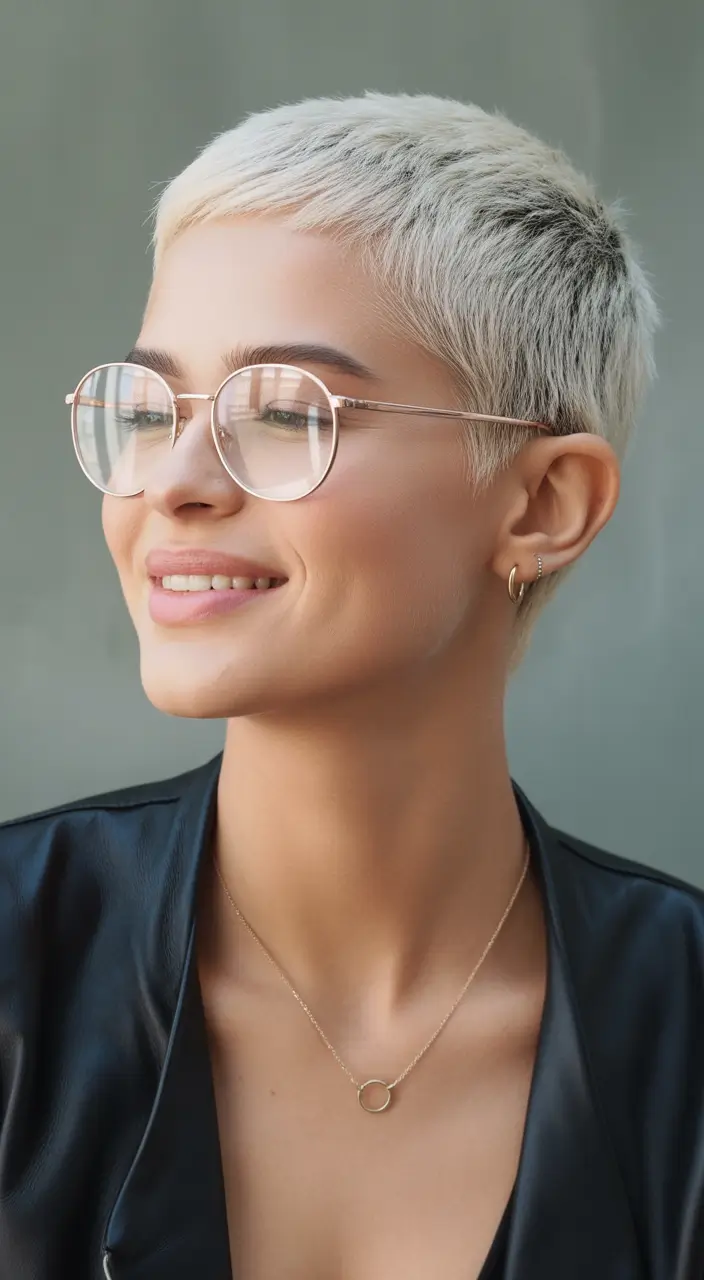 winter pixie haircuts Minimalist Buzzed Blonde Pixie