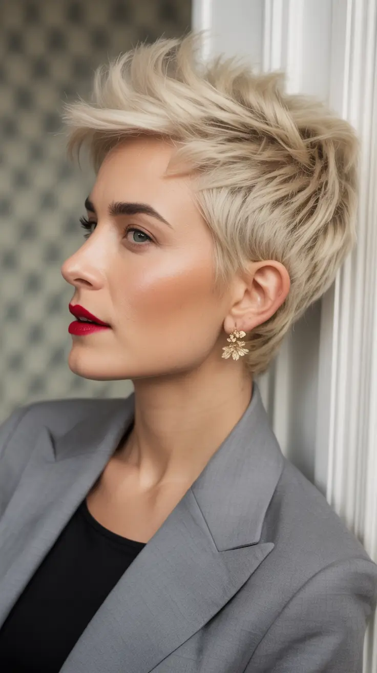 winter pixie haircuts Textured Blonde Pixie with Volume