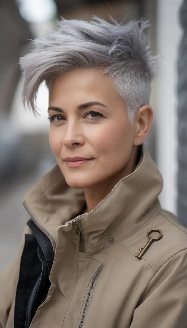 winter pixie haircuts Silver Undercut Pixie