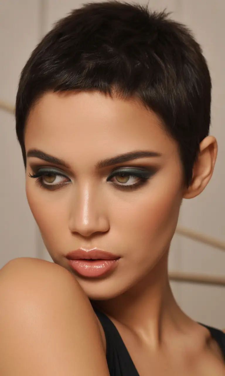 winter pixie haircuts Sleek Espresso Pixie