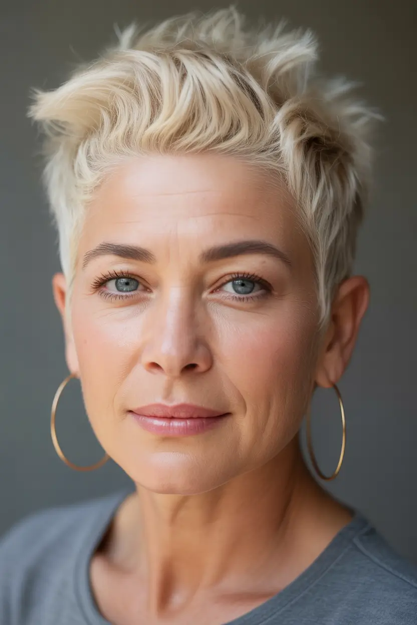 winter pixie haircuts Frosty Blonde Crop