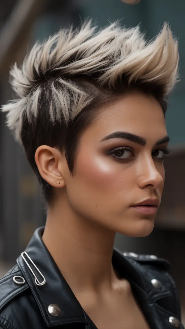winter pixie haircuts Edgy Two-Tone Pixie