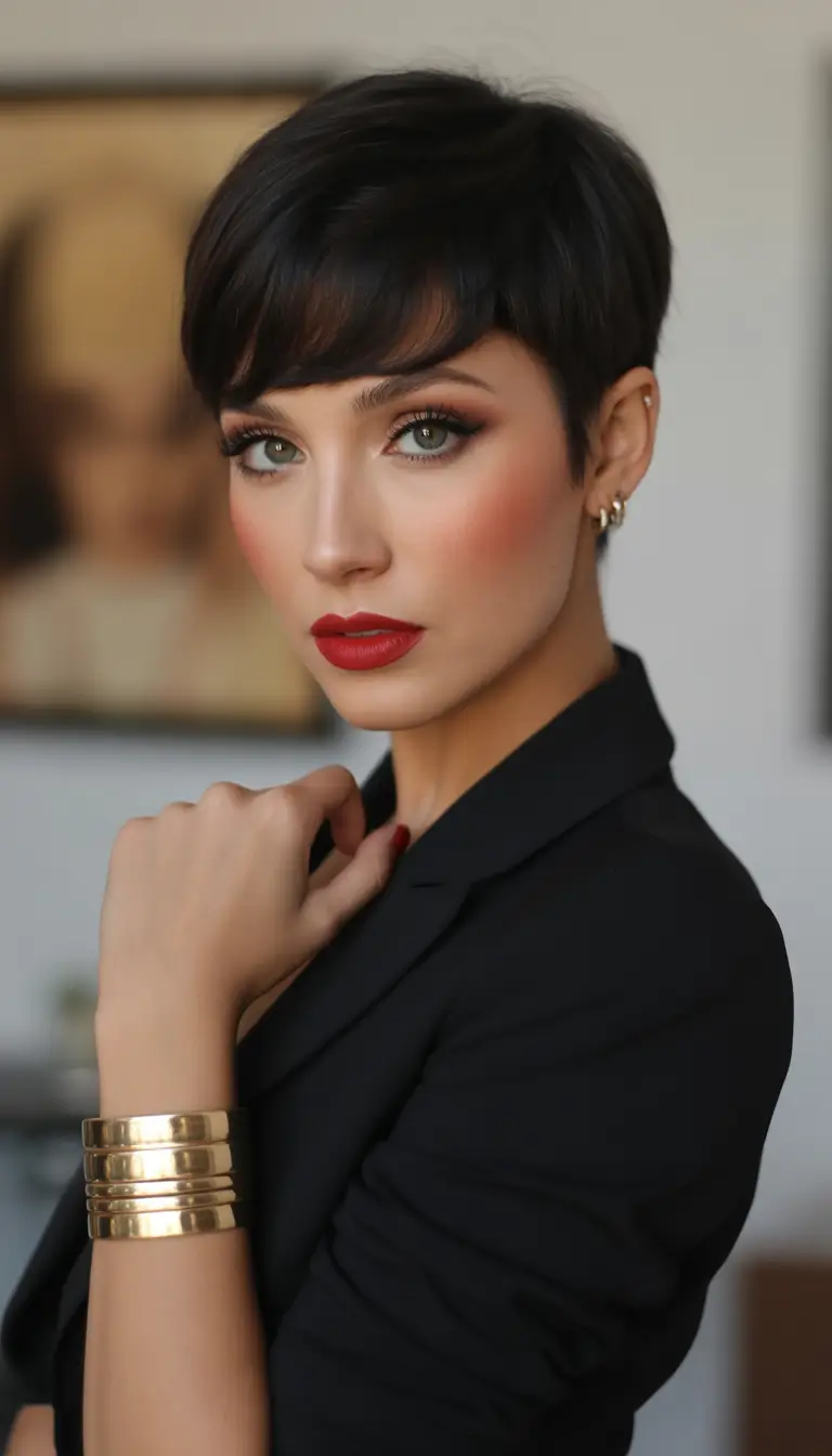 winter pixie haircuts Classic Dark Pixie Elegance