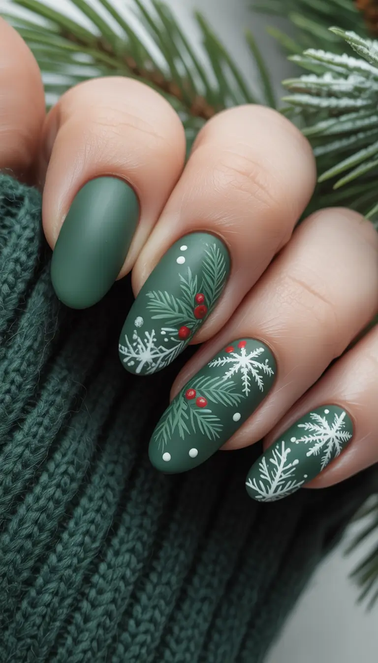 Best Winter Nail Colors Evergreen Magic With Holly Accents