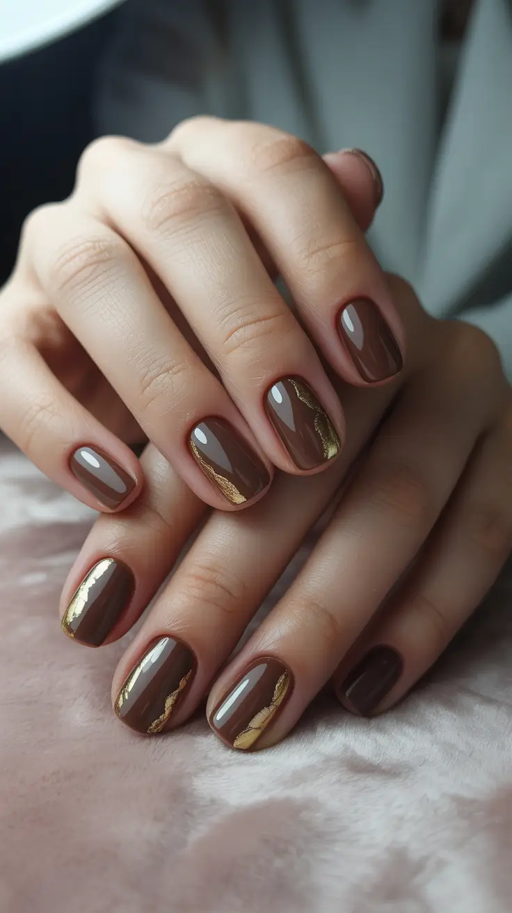 Best Winter Nail Colors Chocolate With Gold Veins